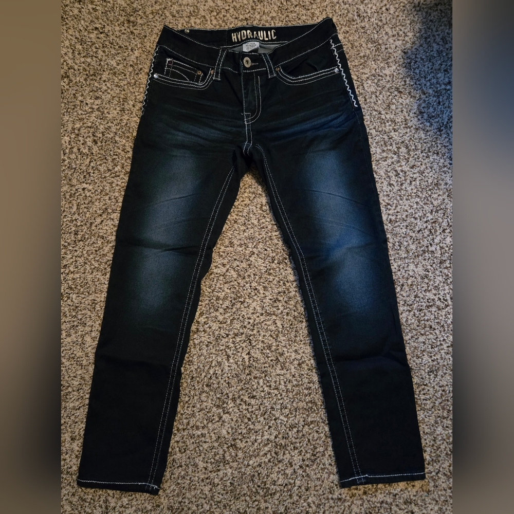 Hydraulic Dark Wash Skinny Cropped Jeans